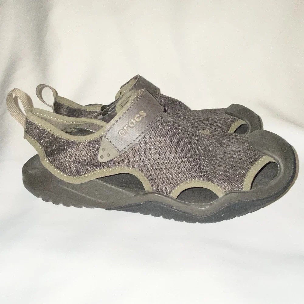 Crocs Swiftwater Brown (Sz 8) Fit Mesh Deck Water Fishing Sandals Mens